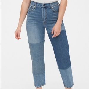 GAP Patchwork Cheeky Straight Cropped Jeans EUC